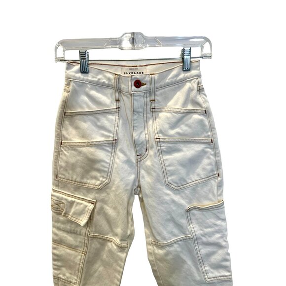 SLVRLAKE Savior High-Rise Cargo Jeans in White - Size 24 - Picture 9 of 9